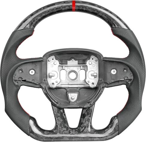 Car Steering Wheel Carbon Fiber Steering Wheel Locator Wire Breathable Anti-skid Compatible with Dodge Challenger/Charger/Hummer Cat 2015-2020 (forged carbon fiber) in Saudi Arabia