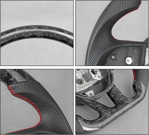 Car Steering Wheel Carbon Fiber Steering Wheel Locator Wire Breathable Anti-skid Compatible with Dodge Challenger/Charger/Hummer Cat 2015-2020 (forged carbon fiber) in Saudi Arabia