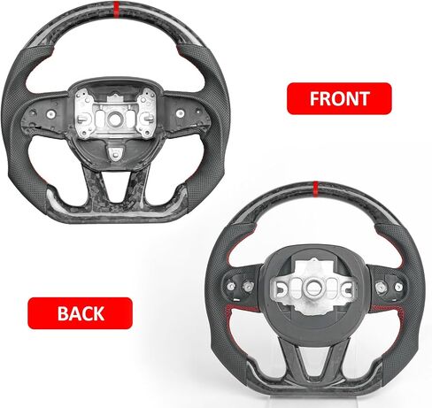 Car Steering Wheel Carbon Fiber Steering Wheel Locator Wire Breathable Anti-skid Compatible with Dodge Challenger/Charger/Hummer Cat 2015-2020 (forged carbon fiber) in Saudi Arabia