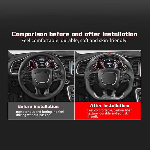 Car Steering Wheel Carbon Fiber Steering Wheel Locator Wire Breathable Anti-skid Compatible with Dodge Challenger/Charger/Hummer Cat 2015-2020 (forged carbon fiber) in Saudi Arabia