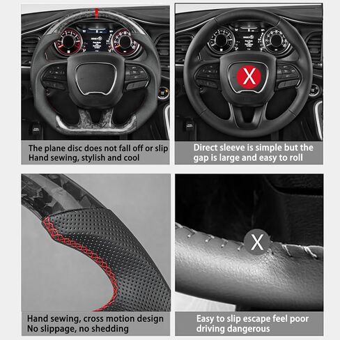Car Steering Wheel Carbon Fiber Steering Wheel Locator Wire Breathable Anti-skid Compatible with Dodge Challenger/Charger/Hummer Cat 2015-2020 (forged carbon fiber) in Saudi Arabia