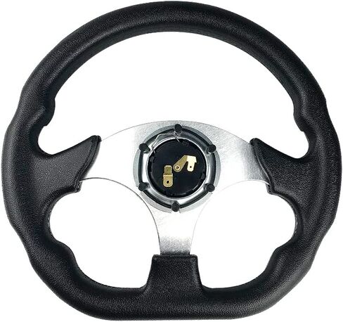 idain 12.5?/320mm Universal Racing Steering Wheel D-Shaped Flat Bottom Grip Vinyl Leather Aluminum Steering Wheel with Horn Button (Blue) in Saudi Arabia
