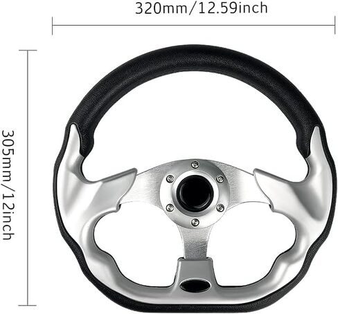idain 12.5?/320mm Universal Racing Steering Wheel D-Shaped Flat Bottom Grip Vinyl Leather Aluminum Steering Wheel with Horn Button (Blue) in Saudi Arabia