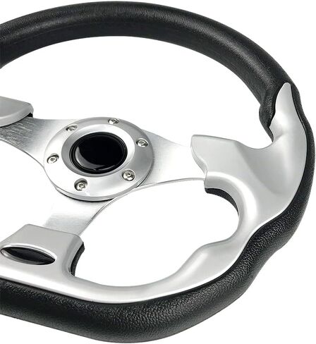 idain 12.5?/320mm Universal Racing Steering Wheel D-Shaped Flat Bottom Grip Vinyl Leather Aluminum Steering Wheel with Horn Button (Blue) in Saudi Arabia