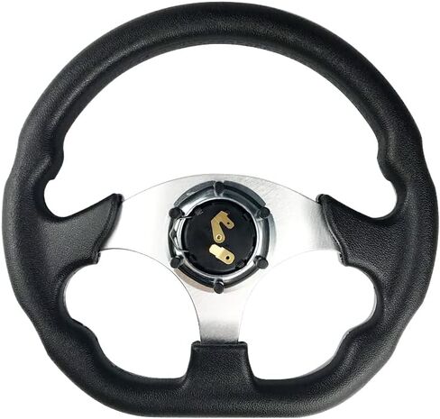idain 12.5?/320mm Universal Racing Steering Wheel D-Shaped Flat Bottom Grip Vinyl Leather Aluminum Steering Wheel with Horn Button (Blue) in Saudi Arabia