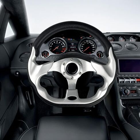 idain 12.5?/320mm Universal Racing Steering Wheel D-Shaped Flat Bottom Grip Vinyl Leather Aluminum Steering Wheel with Horn Button (Blue) in Saudi Arabia