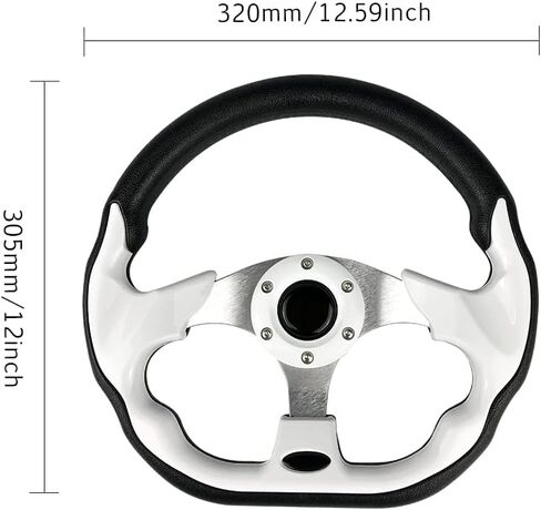 idain 12.5?/320mm Universal Racing Steering Wheel D-Shaped Flat Bottom Grip Vinyl Leather Aluminum Steering Wheel with Horn Button (Blue) in Saudi Arabia