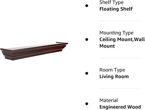 Kiera Grace Contemporary Floating-Shelves, 24-Inch, Espresso in Saudi Arabia