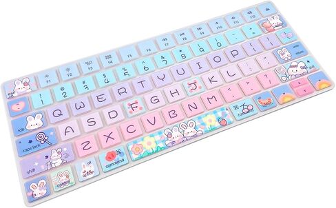 Keyboard Cover Skin for Apple iMac Wireless Magic Keyboard 2nd Gen (Model: A1644 MLA22LL/A) Without Numeric Keypad, Cute Silicone Skin Protector, Cute Bunny in Saudi Arabia