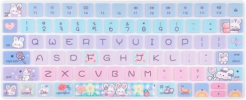 Keyboard Cover Skin for Apple iMac Wireless Magic Keyboard 2nd Gen (Model: A1644 MLA22LL/A) Without Numeric Keypad, Cute Silicone Skin Protector, Cute Bunny in Saudi Arabia