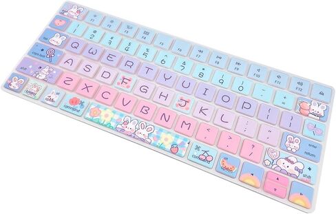 Keyboard Cover Skin for Apple iMac Wireless Magic Keyboard 2nd Gen (Model: A1644 MLA22LL/A) Without Numeric Keypad, Cute Silicone Skin Protector, Cute Bunny in Saudi Arabia
