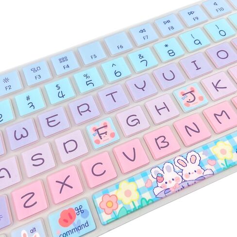 Keyboard Cover Skin for Apple iMac Wireless Magic Keyboard 2nd Gen (Model: A1644 MLA22LL/A) Without Numeric Keypad, Cute Silicone Skin Protector, Cute Bunny in Saudi Arabia