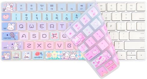 Keyboard Cover Skin for Apple iMac Wireless Magic Keyboard 2nd Gen (Model: A1644 MLA22LL/A) Without Numeric Keypad, Cute Silicone Skin Protector, Cute Bunny in Saudi Arabia