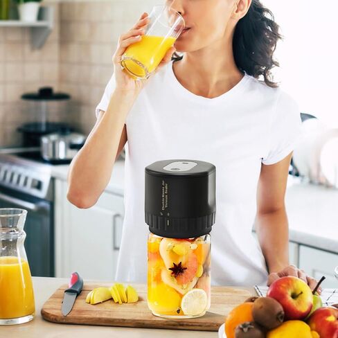 Yinuoday Mason Jar Vacuum Sealer Electric Vacuum Sealing Machine Compatible with Wide and Regular Mouth Lid Auto- Stop Jar Vacuum Sealer with Opener 5 Pairs of Lids for Food Storage in Kuwait