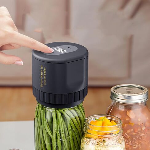 Yinuoday Mason Jar Vacuum Sealer Electric Vacuum Sealing Machine Compatible with Wide and Regular Mouth Lid Auto- Stop Jar Vacuum Sealer with Opener 5 Pairs of Lids for Food Storage in Kuwait