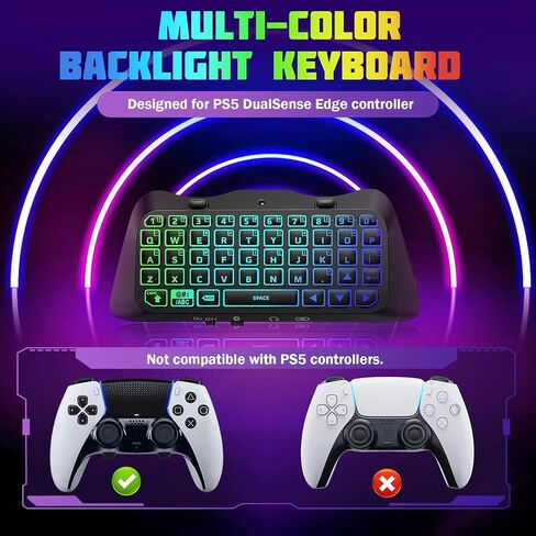TiMOVO RGB Backlight Keyboard for PS5 Edge Controller, Wireless Bluetooth Keypad Chatpad for PS5 Dualsense Edge Controller, Mini PS5 Edge Keyboard with Built-in Speaker & 3.5mm Audio Jack, Black in Saudi Arabia