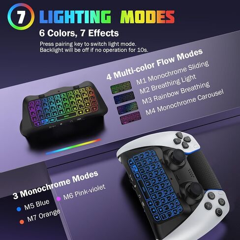 TiMOVO RGB Backlight Keyboard for PS5 Edge Controller, Wireless Bluetooth Keypad Chatpad for PS5 Dualsense Edge Controller, Mini PS5 Edge Keyboard with Built-in Speaker & 3.5mm Audio Jack, Black in Saudi Arabia