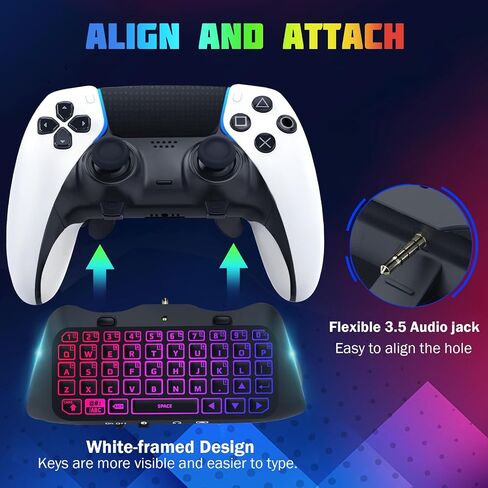 TiMOVO RGB Backlight Keyboard for PS5 Edge Controller, Wireless Bluetooth Keypad Chatpad for PS5 Dualsense Edge Controller, Mini PS5 Edge Keyboard with Built-in Speaker & 3.5mm Audio Jack, Black in Saudi Arabia