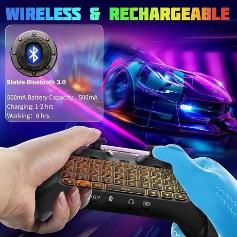 TiMOVO RGB Backlight Keyboard for PS5 Edge Controller, Wireless Bluetooth Keypad Chatpad for PS5 Dualsense Edge Controller, Mini PS5 Edge Keyboard with Built-in Speaker & 3.5mm Audio Jack, Black in Saudi Arabia