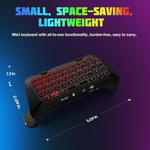 TiMOVO RGB Backlight Keyboard for PS5 Edge Controller, Wireless Bluetooth Keypad Chatpad for PS5 Dualsense Edge Controller, Mini PS5 Edge Keyboard with Built-in Speaker & 3.5mm Audio Jack, Black in Saudi Arabia