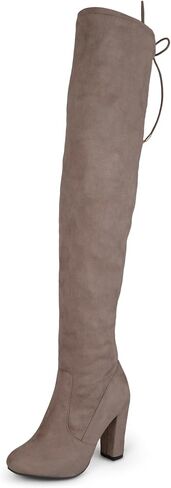 Journee Collection Womens Maya Boots with Lace Up Detail and Inside Zip Closure, Taupe (Wide Calf), 8.5 in Saudi Arabia