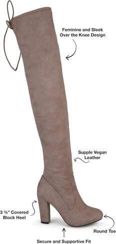 Journee Collection Womens Maya Boots with Lace Up Detail and Inside Zip Closure, Taupe (Wide Calf), 8.5 in Saudi Arabia