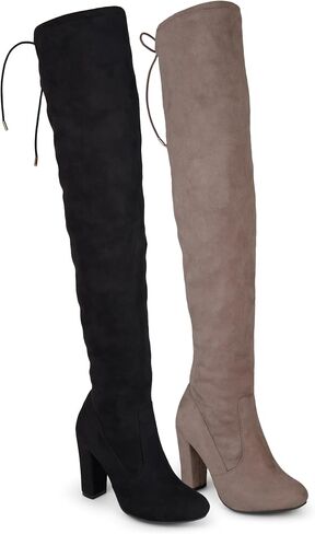 Journee Collection Womens Maya Boots with Lace Up Detail and Inside Zip Closure, Taupe (Wide Calf), 8.5 in Saudi Arabia