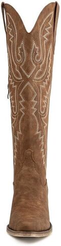 Atuelang Western Cowboy Boots for Women Knee High Wide Calf Lace Up Embroidered Cowgirl Boots in Saudi Arabia
