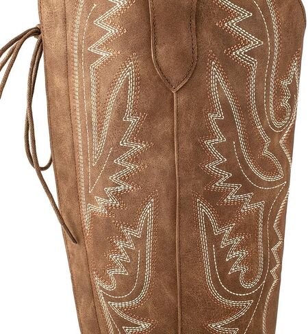 Atuelang Western Cowboy Boots for Women Knee High Wide Calf Lace Up Embroidered Cowgirl Boots in Saudi Arabia
