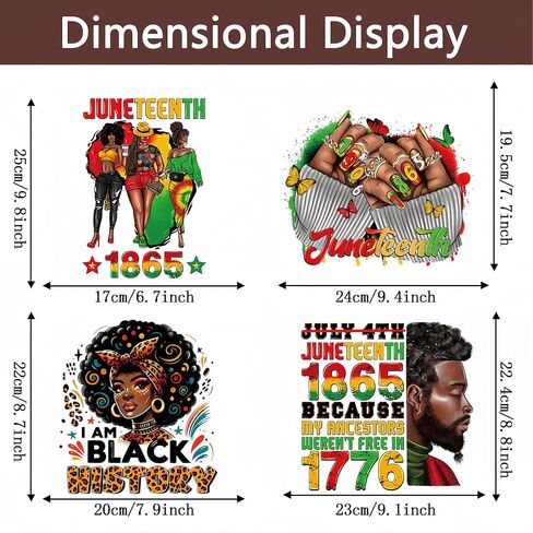 4 Pcs Juneteenth Iron On Patches for Clothing Black Men Women Iron on Transfers Black History 1865 Fist Iron On Decals for Clothes T-Shirts Jackets Bags DIY Heat Transfer Decals June 19th Decoration in Kuwait