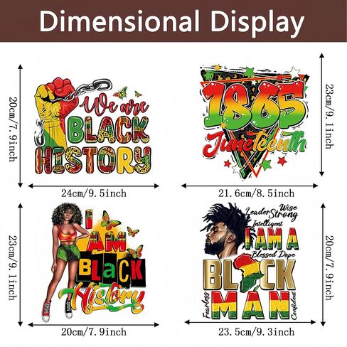 4 Pcs Juneteenth Iron On Patches for Clothing Black Men Women Iron on Transfers Black History 1865 Fist Iron On Decals for Clothes T-Shirts Jackets Bags DIY Heat Transfer Decals June 19th Decoration in Kuwait