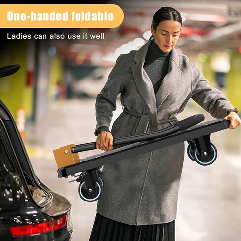 Dolly Cart, Platform Truck Push Cart with 770 Lbs Capacity, Silent Wheels, One-Handed Folding, Large Flat Hand Truck Trolley for Moving Shopping Storage (L) in Kuwait