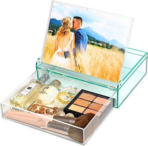 ZEEYUAN Present for Mom from Daughter Son, Gift for Wife Grandma Gifts/ 5x7 Acrylic Picture Frame Desktop Decorative Memory Photo Storage Box, Keepsake Box with Lids Jewelry Organizer in Saudi Arabia