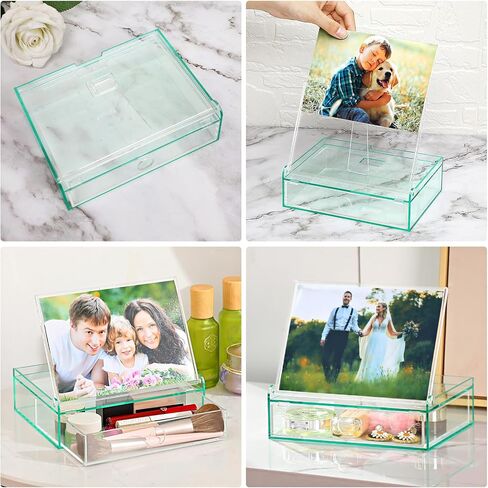 ZEEYUAN Present for Mom from Daughter Son, Gift for Wife Grandma Gifts/ 5x7 Acrylic Picture Frame Desktop Decorative Memory Photo Storage Box, Keepsake Box with Lids Jewelry Organizer in Saudi Arabia
