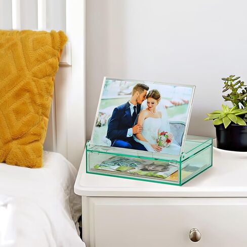 ZEEYUAN Present for Mom from Daughter Son, Gift for Wife Grandma Gifts/ 5x7 Acrylic Picture Frame Desktop Decorative Memory Photo Storage Box, Keepsake Box with Lids Jewelry Organizer in Saudi Arabia