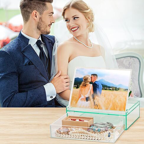 ZEEYUAN Present for Mom from Daughter Son, Gift for Wife Grandma Gifts/ 5x7 Acrylic Picture Frame Desktop Decorative Memory Photo Storage Box, Keepsake Box with Lids Jewelry Organizer in Saudi Arabia