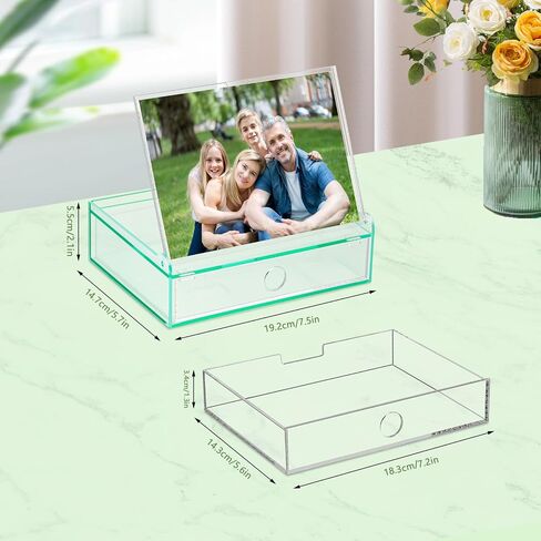 ZEEYUAN Present for Mom from Daughter Son, Gift for Wife Grandma Gifts/ 5x7 Acrylic Picture Frame Desktop Decorative Memory Photo Storage Box, Keepsake Box with Lids Jewelry Organizer in Saudi Arabia