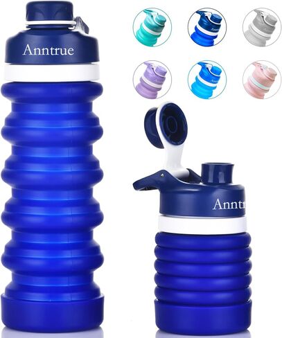 Anntrue Collapsible Water Bottle BPA Free, Food-Grade Silicone Portable Leak Proof Travel Water Bottle, 18oz in Saudi Arabia