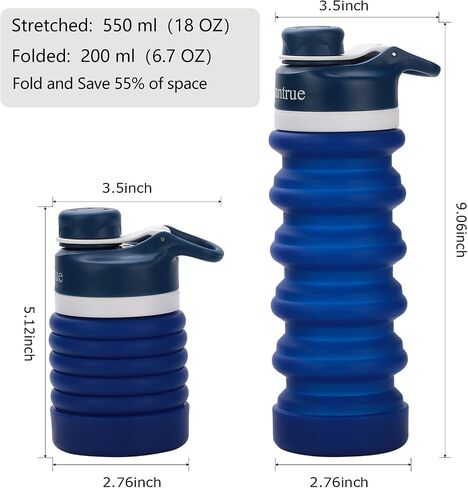 Anntrue Collapsible Water Bottle BPA Free, Food-Grade Silicone Portable Leak Proof Travel Water Bottle, 18oz in Saudi Arabia
