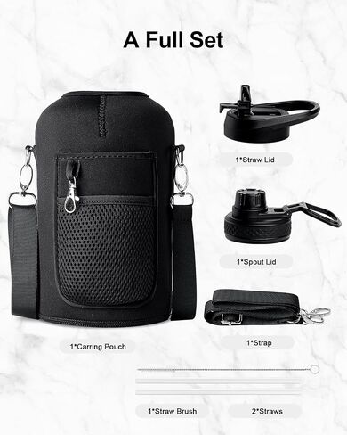 Trebo 40oz Water Bottle Insulated with Handle, Stainless Steel Metal Large Jug,Travel Flask with Straw Spout Lid,Mug Tumbler Cup with Carry Pouch,Keep Cold Hot, Indigo Black in Saudi Arabia
