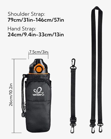 زجاجة مياه WATERFLY مع كم: 22 أونصة خالية من مادة BPA وحزام تريتان ومضادة للتسرب وخفيفة الوزن وزجاجة مياه رياضية للمشي لمسافات طويلة in Kuwait