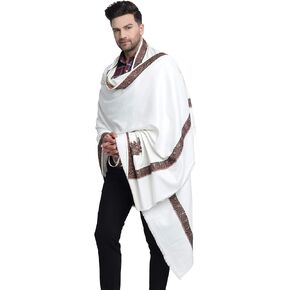 Zamour Men's Traditional Lohi Shawl for Meditation Solid Colors with Embroidery Patterns 50 x 100 inches