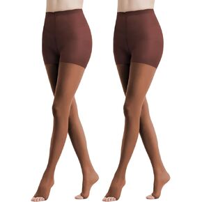 2 Pairs Toeless Pantyhose For Women, 20D Sheer Tights Open Toe Stockings with Control Top