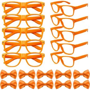20 قطعة من لوازم حفلات أعياد الميلاد للأطفال باللون البرتقالي، 10 قطع إطار للأطفال الصغار فقط بدون عدسات نظارات زخرفية و10 قطع ربطات عنق لطيفة قابلة للتعديل للأولاد والبنات in Kuwait
