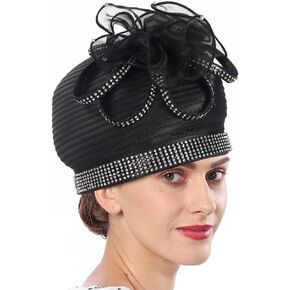 Kentucky Derby Hat for Women Church Hats with Rhinestone