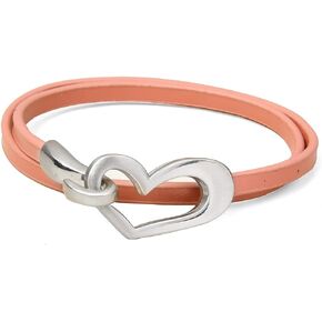 Caiyao Heart Leather Bracelet for Women Stackable Wrap Cuff Bracelet Punk Leather Choker Necklace Unisex Black Leather Bangles for Teen Girls Valentine's Day Jewelry