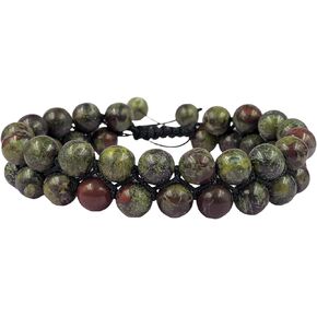 AAA Natural Dragon Bloodstone Gemstone 8mm Round Beaded Thread Wrap Bracelet, Adjustable Macrame Bracelet, Charm Bracelet, Boho Bracelet, Handmade Bracelet For Women And Unisex.