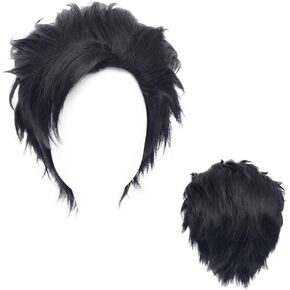 Kadiya Boys Cosplay Wig Full Hair Heat Resistant Black Fashion Synthetic Hair