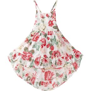 Mud Kingdom Floral Girls Party High Low Boho Dress Midi Length Sleeveless Vintage Beach Holiday