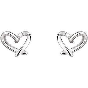 Minimalist, Sterling Silver Earrings for Women Girls Teens Charm Hollow Love Hearted Stud Tiny Small Cartilage Post Pin Hypoallergenic Pierced Ear Christmas Jewelry Birthday Holiday Gifts